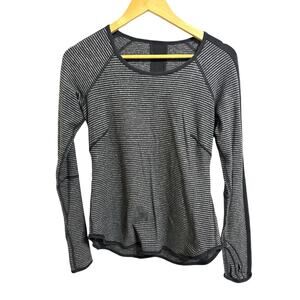Lululemon Runder Under Long Sleeve Mini Check Pique Black‎ Heathered size 4